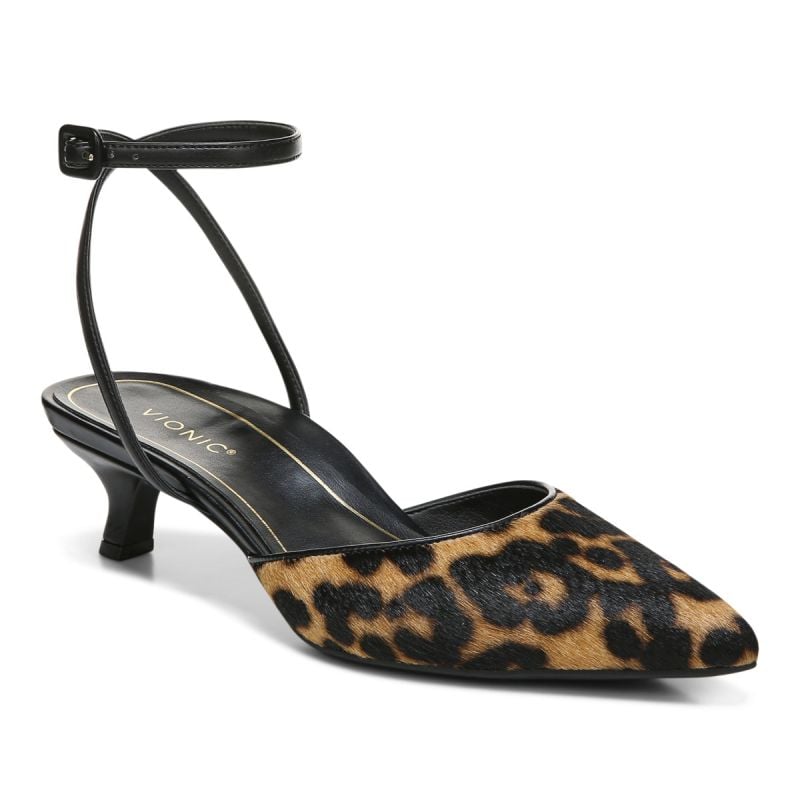 Vionic josie top kitten heel leopard