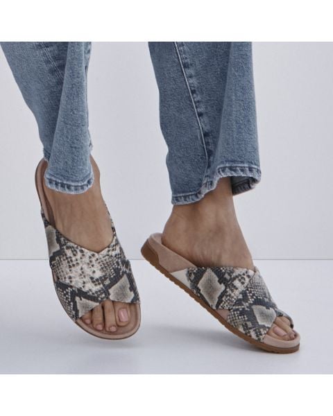 Cream Snake Print Leather