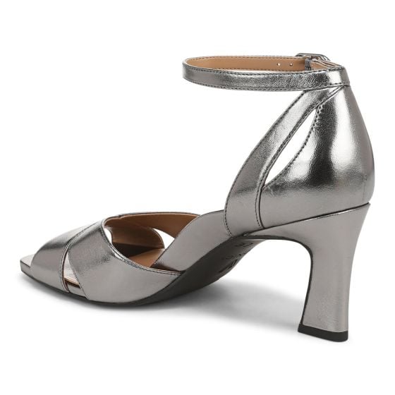 Grey Silver Metallic Leather