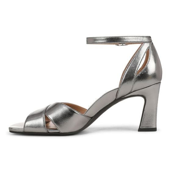 Grey Silver Metallic Leather