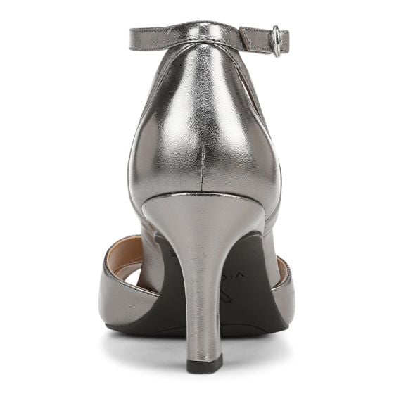 Grey Silver Metallic Leather