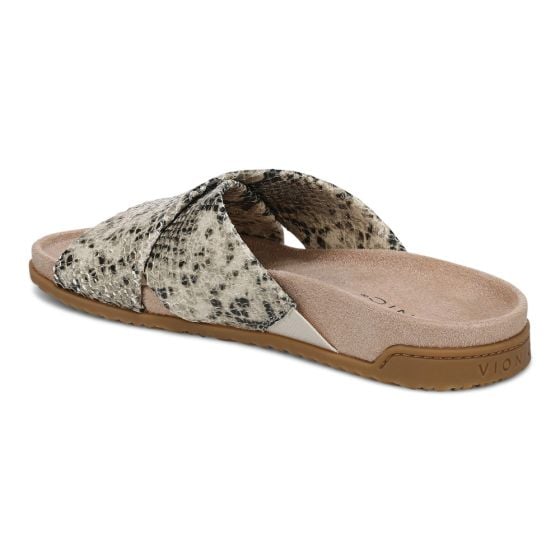 Cream Snake Print Leather