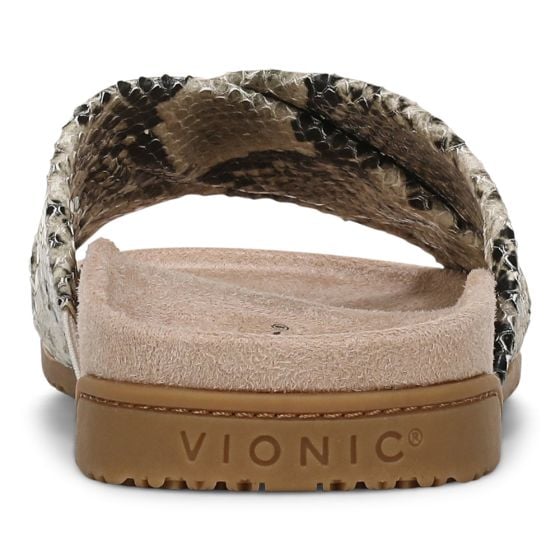 Cream Snake Print Leather