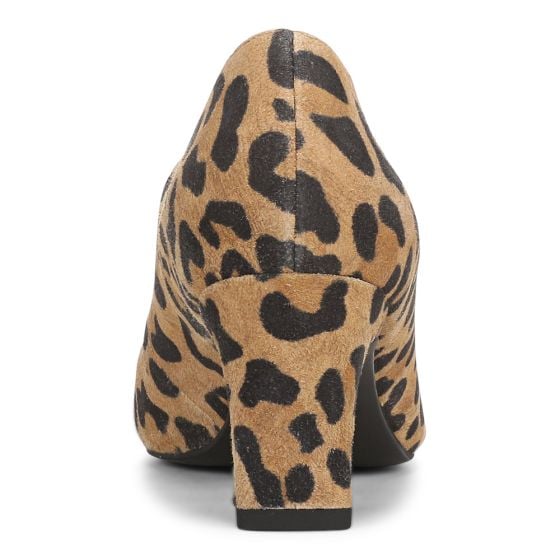 Tan Leopard Print Suede