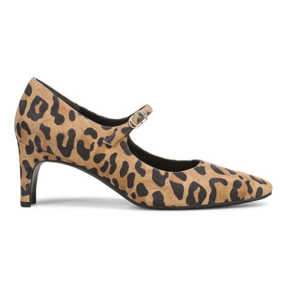 Tan Leopard Print Suede