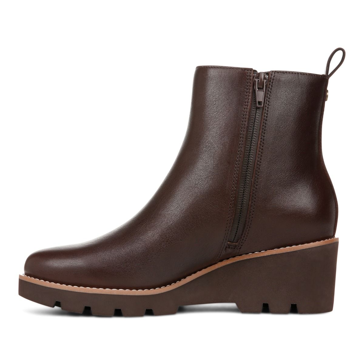 Dark brown wedge boots top