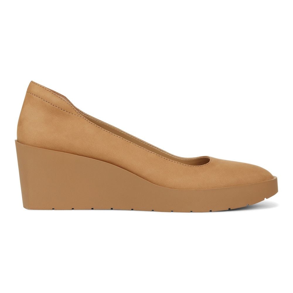 Tan wedge pumps best sale
