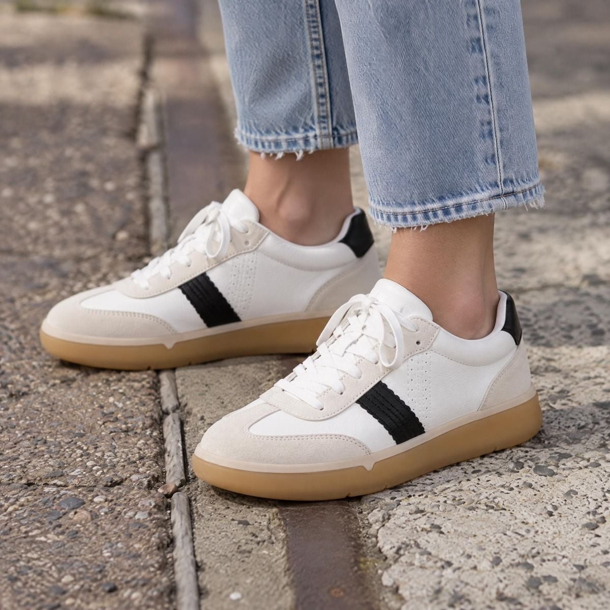 White/Black Leather