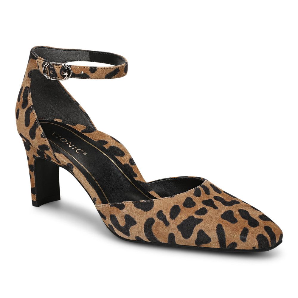 Tan Leopard Print Suede
