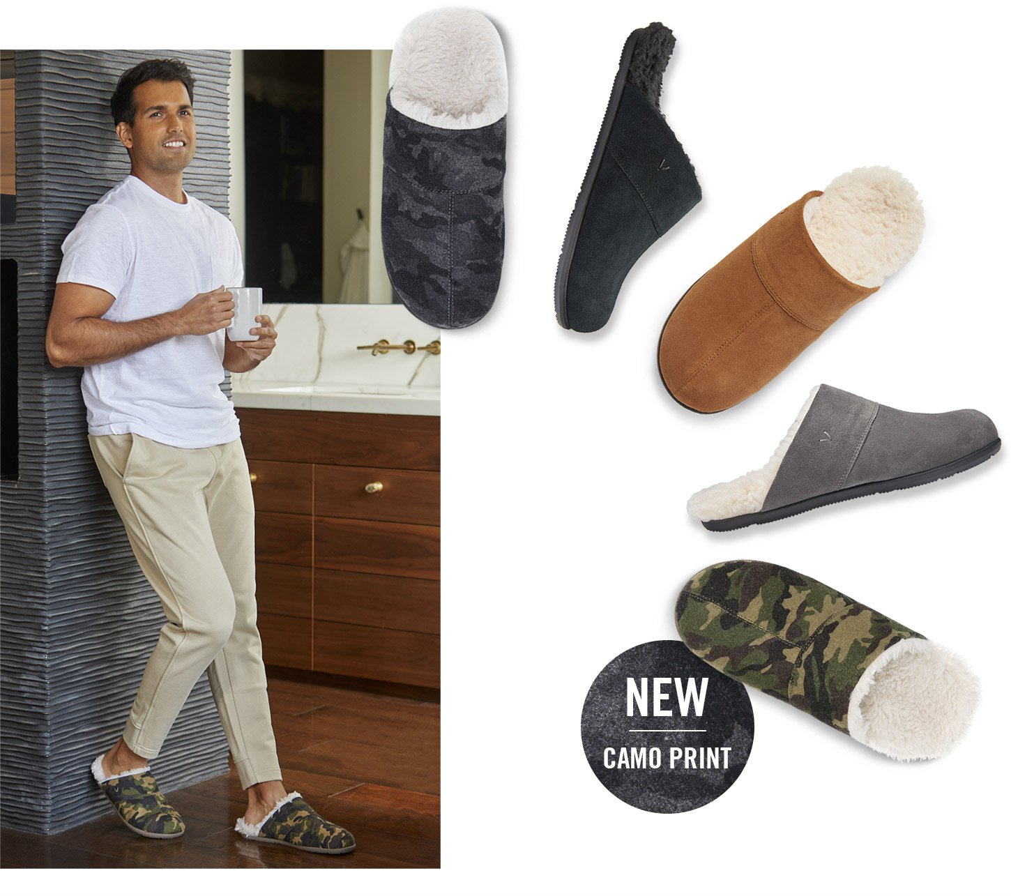 Men's Camo Print Slippers