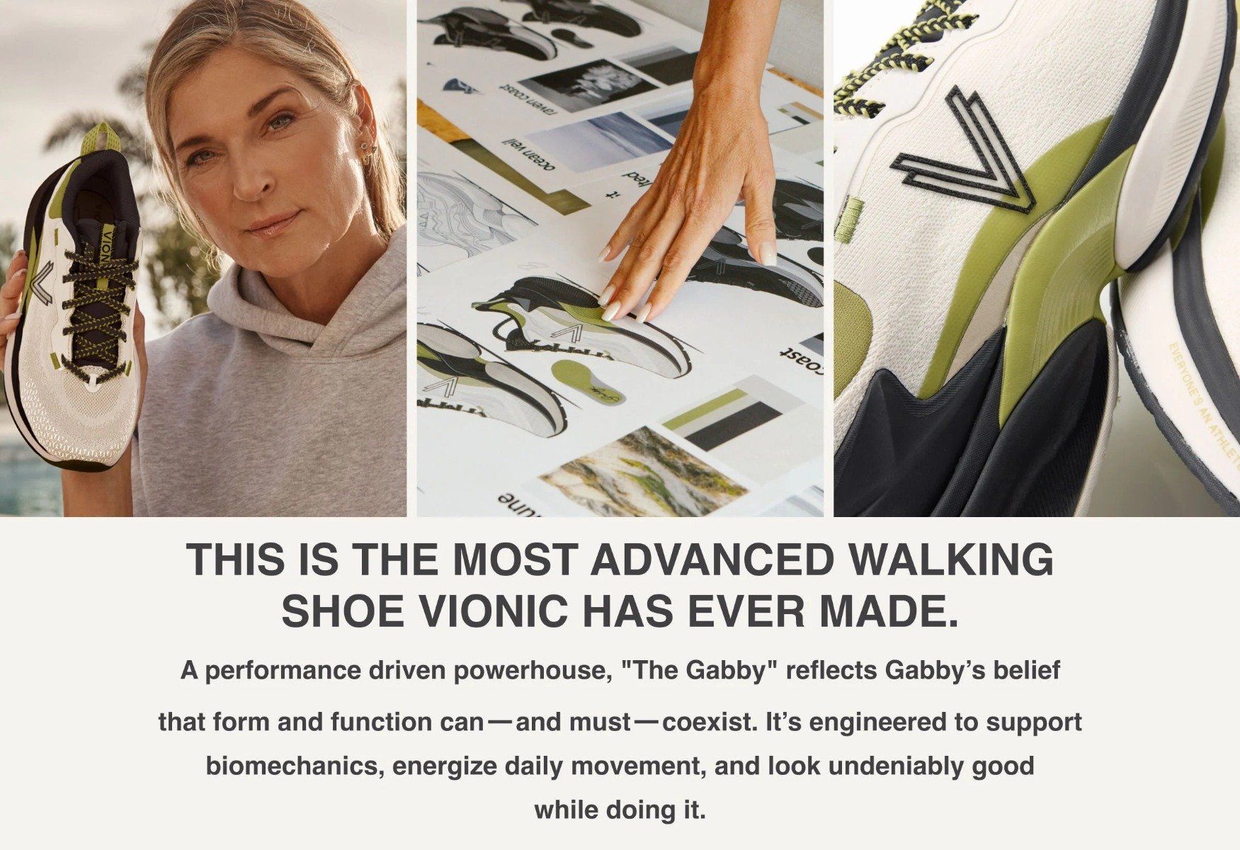 Gabby Reece holding The Gabby Sneaker