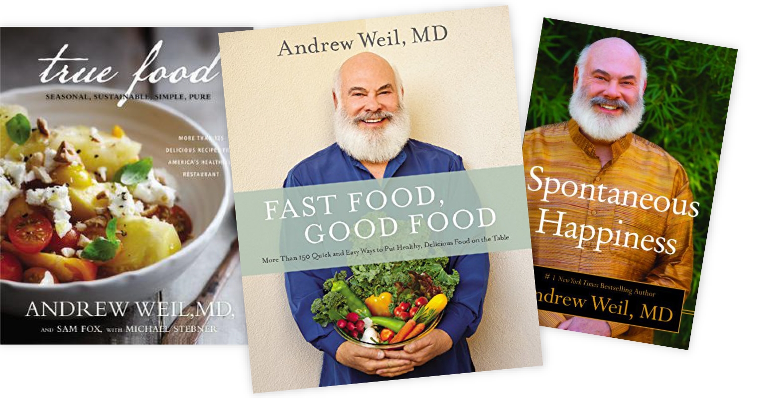 A few of Dr. Weil's many books on health, nutrition and well-being